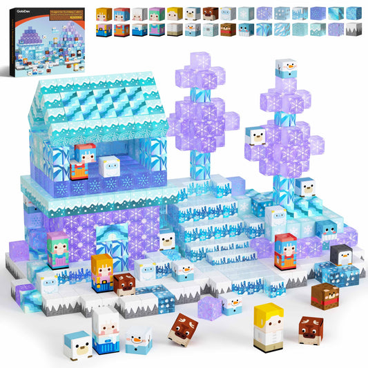 GobiDex 100PCS Magnetic Blocks Kid Building Toys for 3+ Years Old Girls, Upgraded STEM Sensory Gifts for Princess, Kids Magnets Game for Toddler