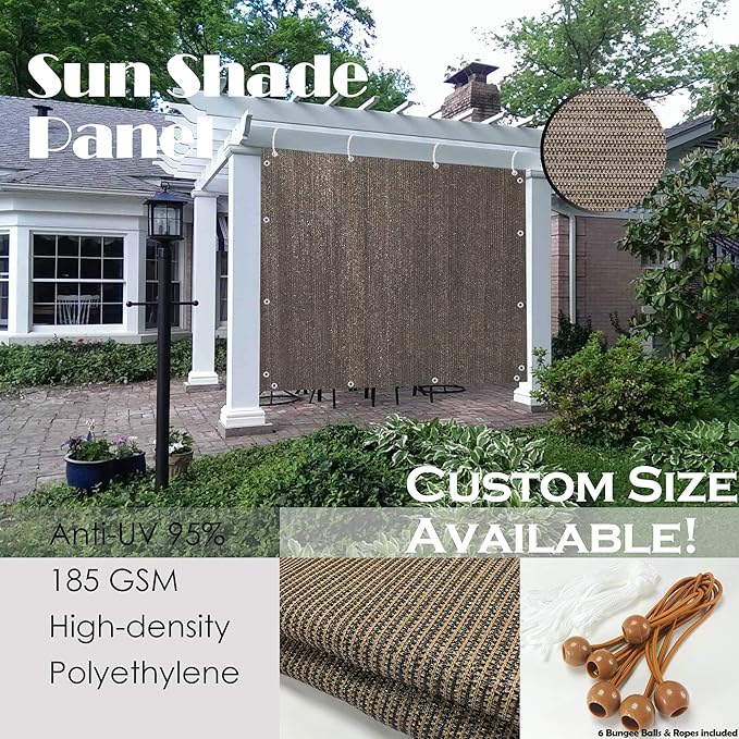 Alion Home Sun Shade Privacy Panel with Grommets and Hems on 4 Sides for Patio, Awning, Window, Pergola or Gazebo - Mocha Brown (10' X 18')