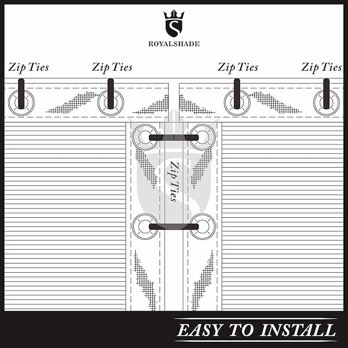 Royal Shade Custom Size 6' x 77' White Fence Privacy Screen Windscreen Cover Netting Mesh Fabric Cloth - Cable Zip Ties Included (We Make Custom Size)