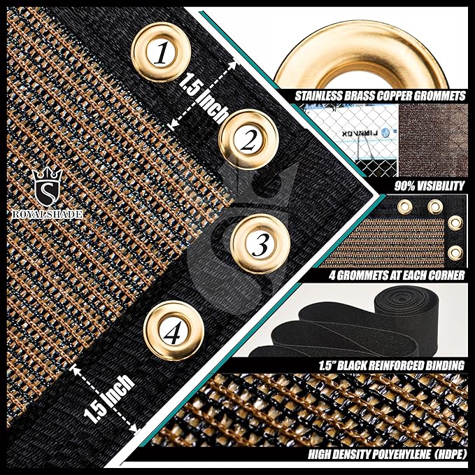 Royal Shade Custom Size 5' x 1' Brown Fence Privacy Screen Windscreen Cover Netting Mesh Fabric Cloth - Cable Zip Ties Included (We Make Custom Size)