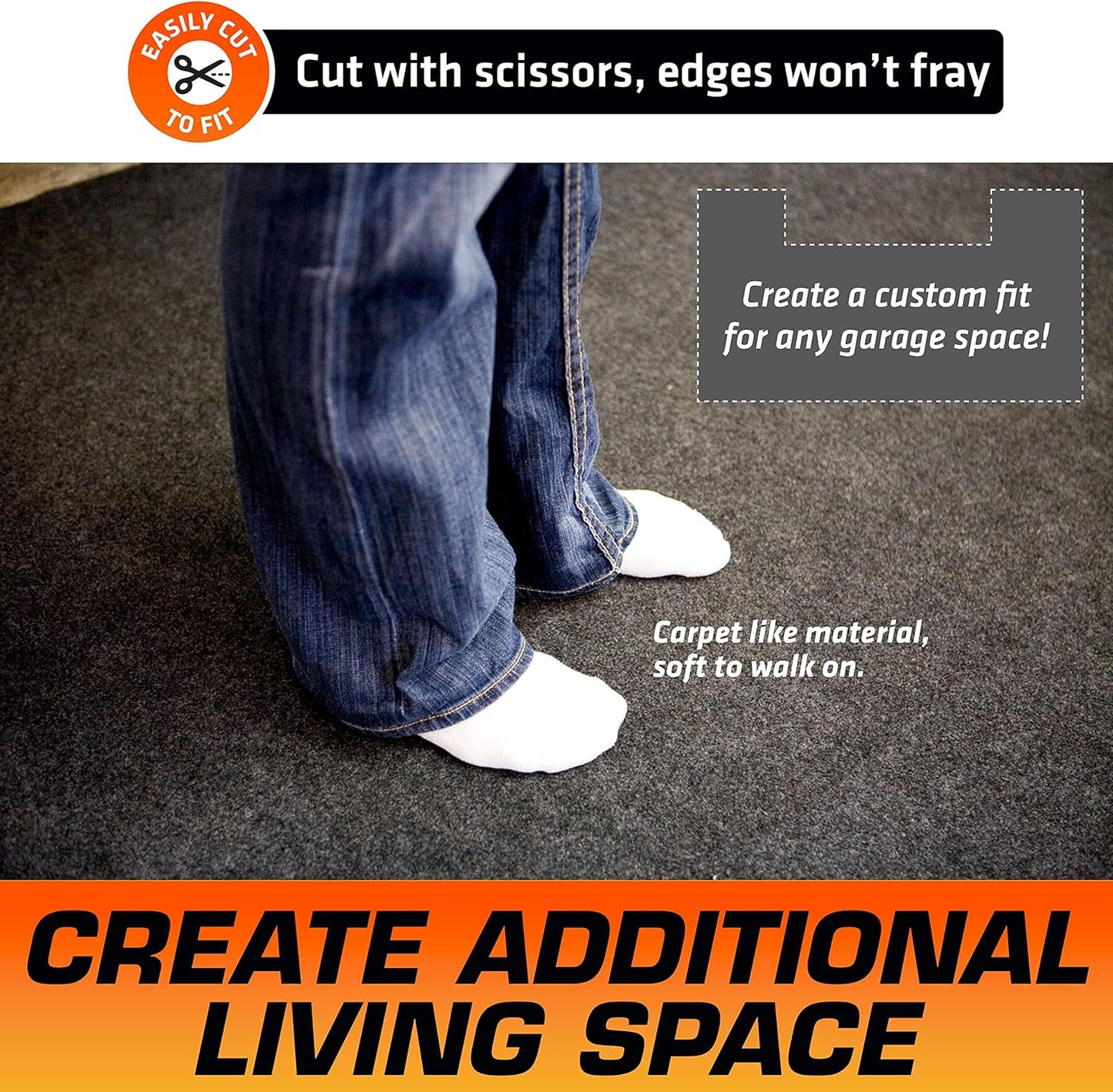 Armor All Original Garage Floor Mat, (17' x 7'4"), (Includes Double Sided Tape), Protects Surfaces, Transforms Garage - Absorbent/Waterproof/Durable (USA Made) (Charcoal)