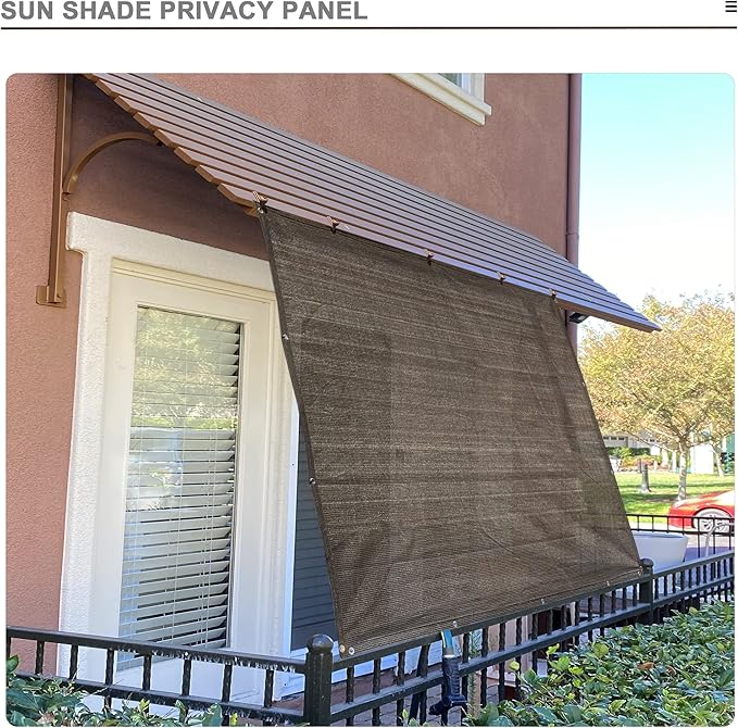 Alion Home Sun Shade Privacy Panel with Grommets and Hems on 4 Sides for Patio, Awning, Window, Pergola or Gazebo - Mocha Brown (12' x 4')