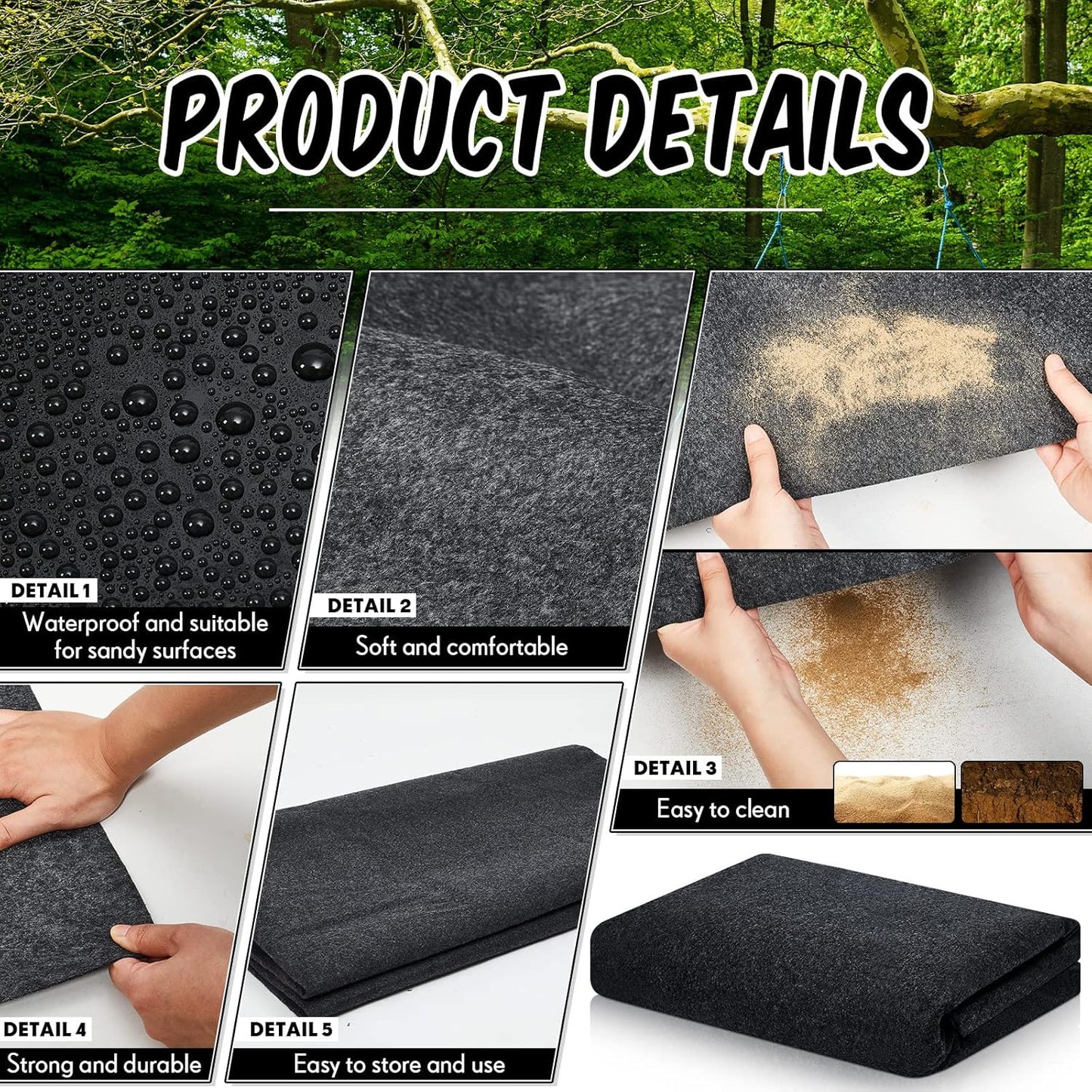 Haull Outdoor Storage Shed Floor Moat Waterproof Outdoor Carport Mat Thickened Soft Patio Furniture Pad Washable with Non Slip Backing, Storage Shed Not Included (10 x 14 ft)