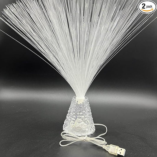 2pcs 14 inch Corded Fiber Optic Mood Novelty Lamps Lighting Lite with Color-Changing Crystals Base (2)
