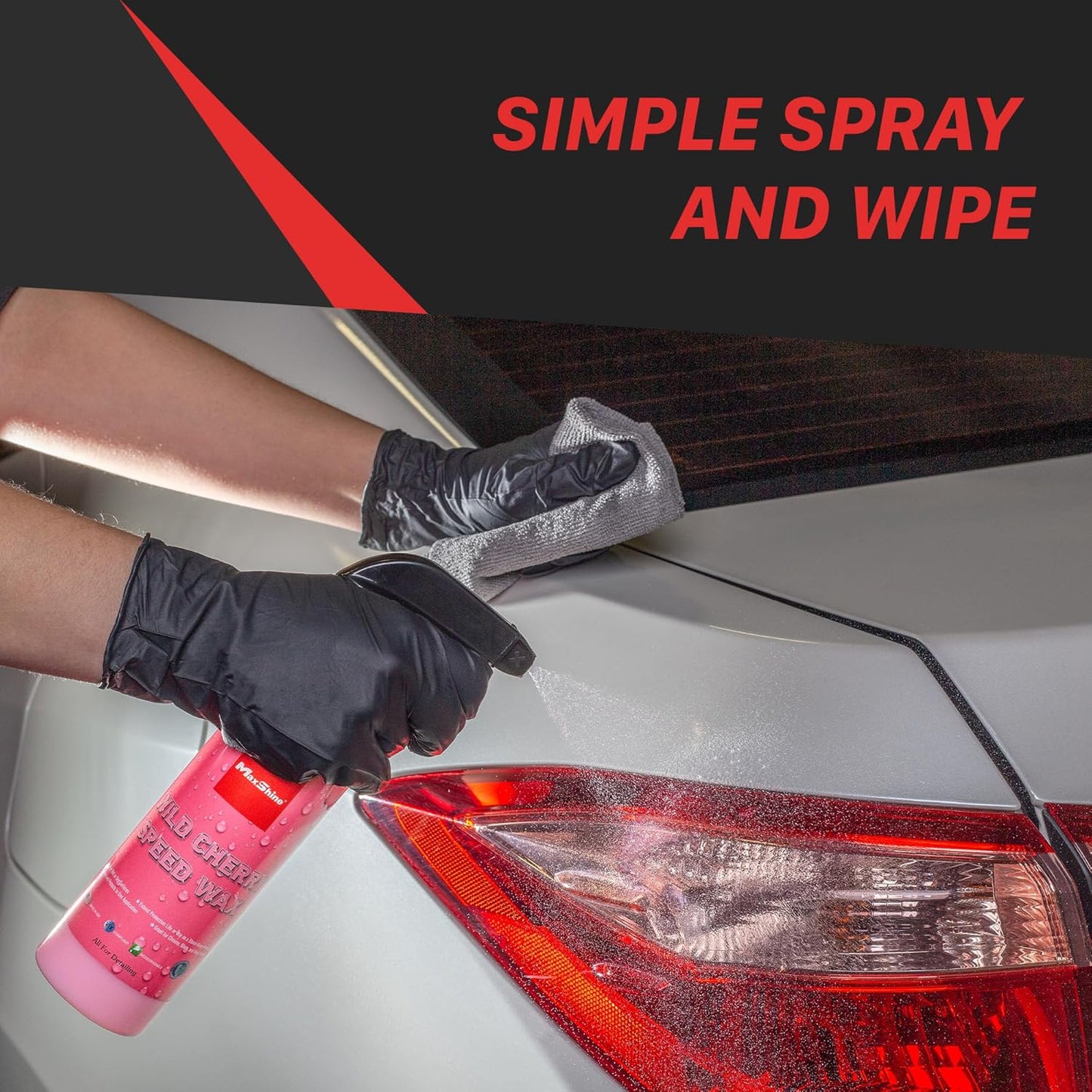 Maxshine Speed Wax, 16oz Spray, Wild Cherry, Carnauba Formula | Quick Polish, Deep Gloss, Stain Resistant | Fast Detailing Spray for Cars, Trucks, Motorcycles, Wet Look Finish