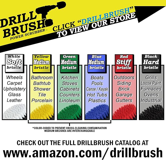 Drillbrush Dishwasher Safe Kitchen Appliance Cleaner Brushes for Power Drill - Small Crevice Cleaning Tool for Housekeeping - Kitchen Cleaning Attachments for Cordless Drill - Grout Power Scrubber