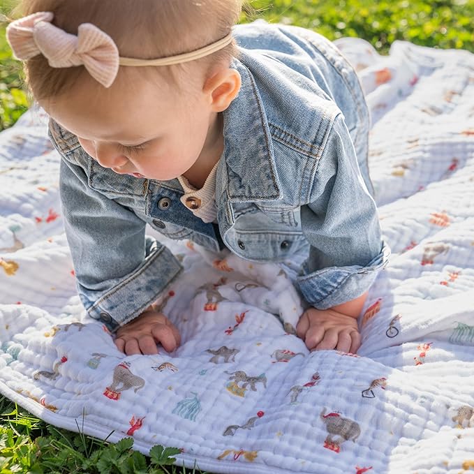 aden + anais Essentials Dream Blanket, Muslin Baby Blankets for Girls & Boys, Ideal Lightweight Newborn Nursery & Crib Blanket, Elephant Circus