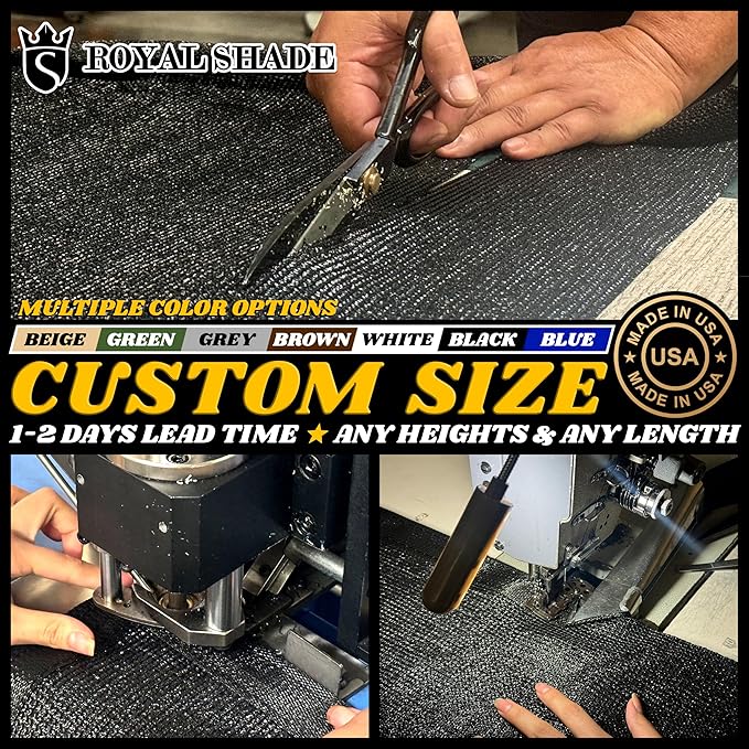 Royal Shade 6' x 25' Grey Fence Privacy Screen Windscreen Cover Netting Mesh Fabric Cloth - Cable Zip Ties Included (We Make Custom Size)
