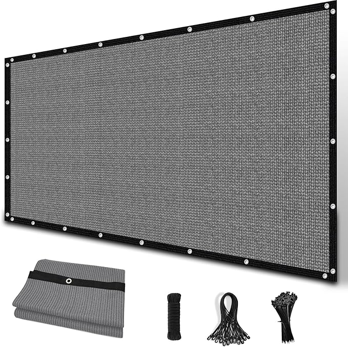 Amagenix 90% Sun Shade Cloth with Grommets, 6' x 20' Pergola Replacement Shade Cover Canopy Privacy Screen for Outdoor Patio Garden, Gray (We Customized)