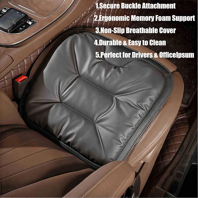 2026 New Skin-Friendly & Dirt-Repellent Leather Seat Cushions, Ergonomic Memory Foam Lumbar Support, Non-Slip Breathable Cover, Removable Washable, Ideal for Drivers & Office Long Sitting (white)