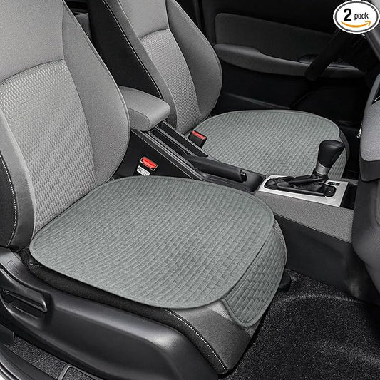 2PCS Car Seat Bottom Cover Pad, Car Seat Mat, Driver Cushion with Comfort Memory Foam & Non-Slip Rubber Bottom, Vehicle Accessories Breathable Seat Protector Mat for Auto Office Home (Gray)