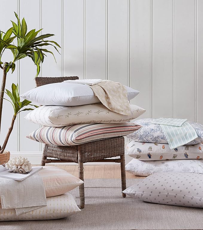 Tommy Bahama - King Sheets, Cotton Percale Bedding Set, Crisp & Cool, Stylish Bedding Set (Beach Chairs Multi, King)