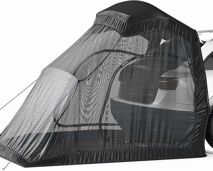Universal SUV Tent Spacious Camping Attachment for SUV Car Van Minivan Hatchback and Truck Rear Door Setup for Outdoor and Tailgate Use with Most Automobiles with Screen Tent & Rainfly