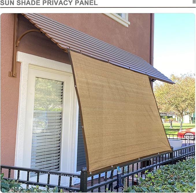 Sun Shade Privacy Panel with Grommets on 4 Sides for Patio, Awning, Window Cover, Pergola or Gazebo (Walnut, 8' x 10')