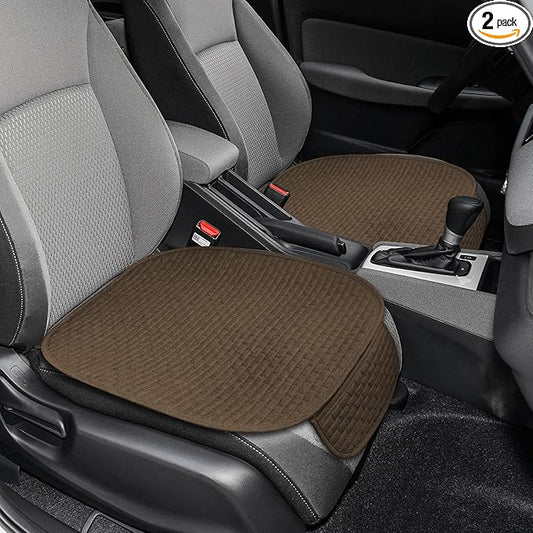2PCS Car Seat Bottom Cover Pad, Car Seat Mat, Driver Cushion with Comfort Memory Foam & Non-Slip Rubber Bottom, Vehicle Accessories Breathable Seat Protector Mat for Auto Office Home (Coffee)