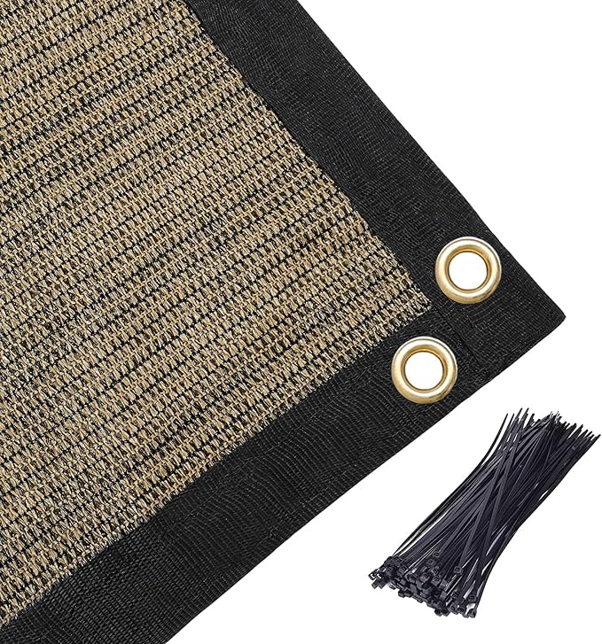Amagenix 90% Shade Fabric 4'X 9' Mocha Sun Shade Cloth with Grommets for Pergola Replacement Shade Cover Canopy, Heavy Duty, Cable Zip Ties Included (We Customized)