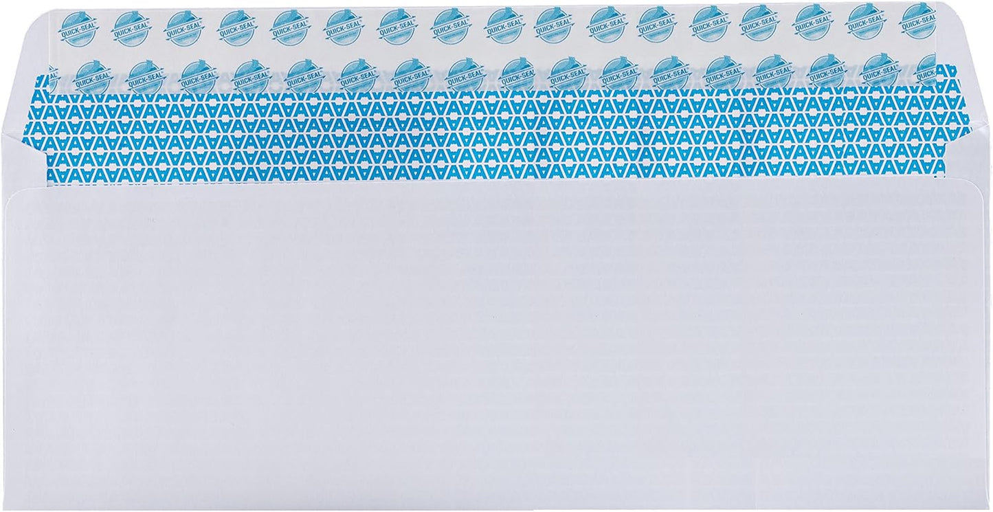 Aimoh #10 Security Tinted Self-Seal Envelopes - No Window - EnveGuard, Size 4-1/8 X 9-1/2 Inches - White - 24 LB - 1 Case - 24 Packs - 2,400 Envelopes (34100-CS)