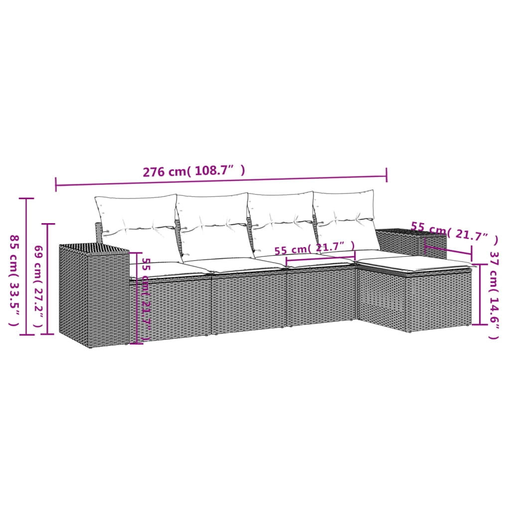 vidaXL Garden Sofa Set Black