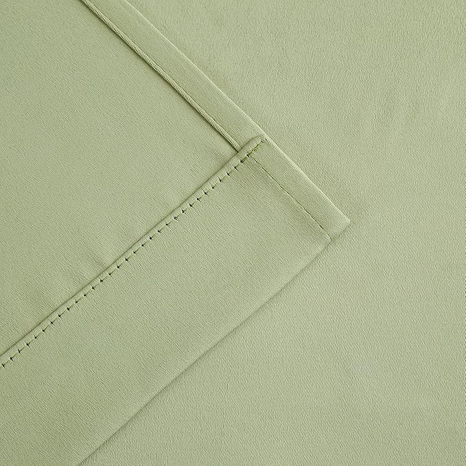Bujasso Sage Green 90% Blackout Curtains with Sheer Overlay Mix and Match Double Layer Thermal Insulated Window Panels 72 inch Living Room Bedroom Green Drapes with Tiebacks Grommet Top 37" Wx72 Lx2