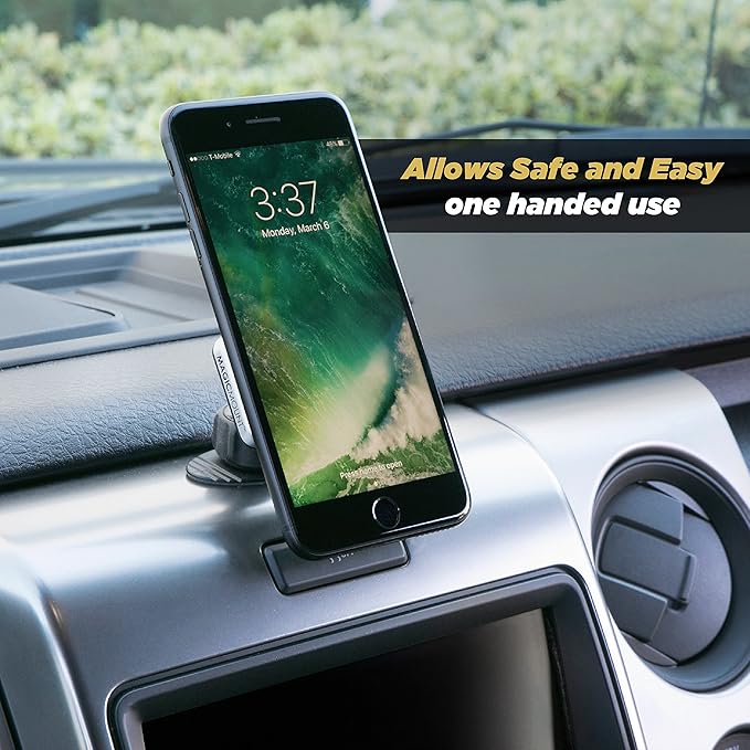Scosche MPD-XTPP1 Magnetic MagicMount Pro Phone Mount for Car, Automotive-Grade Adhesive, 360 Degree View Rotation, Black/Silver