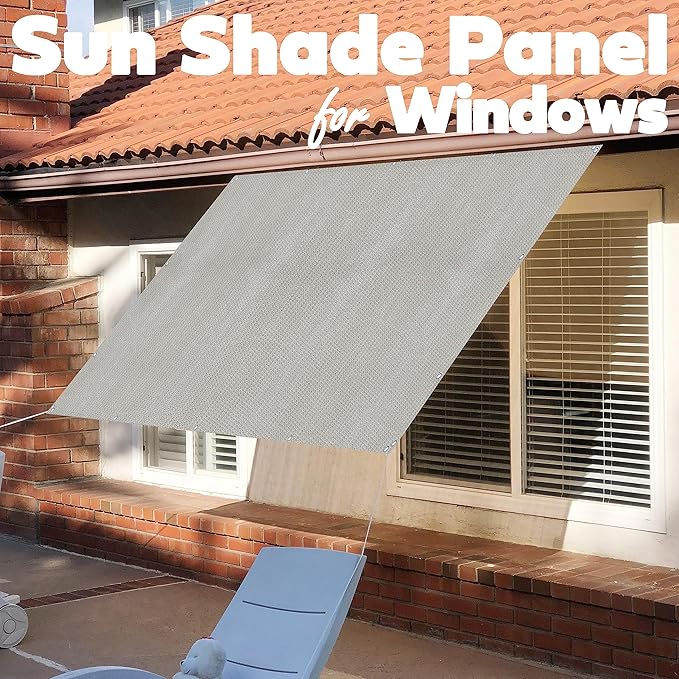 Alion Home Sun Shade Privacy Panel with Grommets and Hems on 4 Sides for Patio, Awning, Window, Pergola or Gazebo. Smoke Tan(16' X 6')