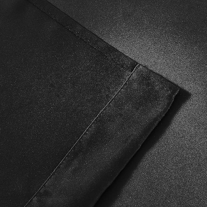 Bujasso Black Full Blackout Curtain Panels with Sheer Overlay Mix and Match Double Layer Thermal Insulated Window Treatment Set for Living Room Black Drapes with Tiebacks Grommet Top 37" Wx95 Lx2