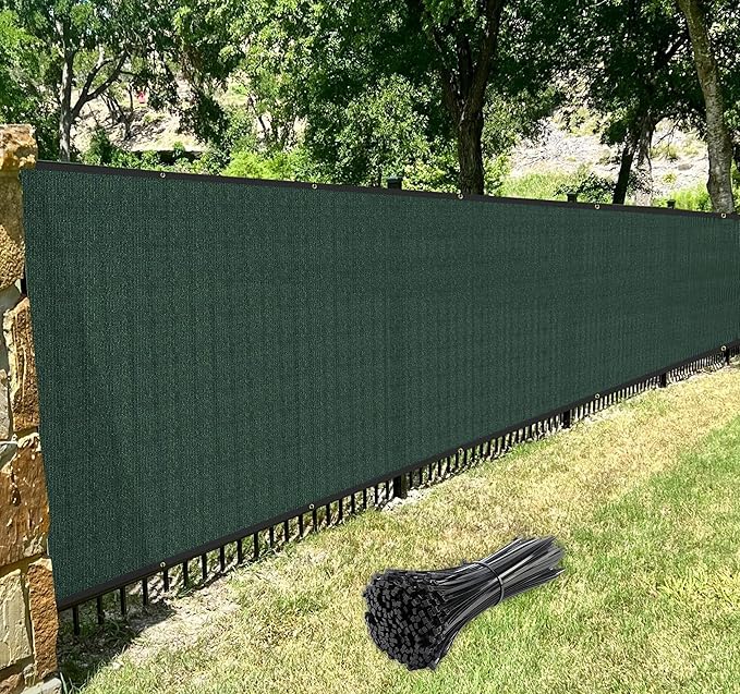 Windscreen4less Privacy Fence Screen Heavy Duty Windscreen Fencing Mesh Fabric Shade Net Cover with Brass Grommtes for Outdoor Wall Garden Yard Pool Deck, 8'x146' Green