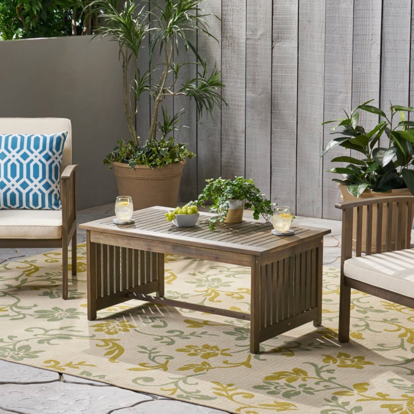 DIANJIE Wooden Outdoor Leisure Coffee Table Grey